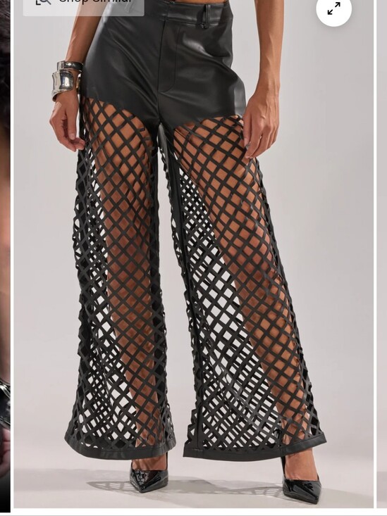 AKIRA Pants - OPEN UP FAUX LEATHER TROUSER Sz M